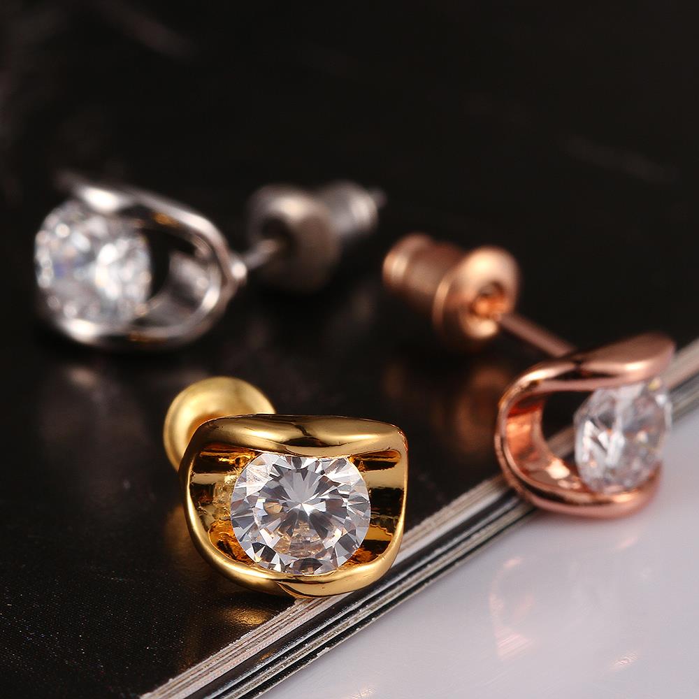 Wholesale Romantic Fashion Hot Sale 24K gold round Diamond Ear Earrings Jewelry Elegant Anniversary Gift For Women TGGPE144 1