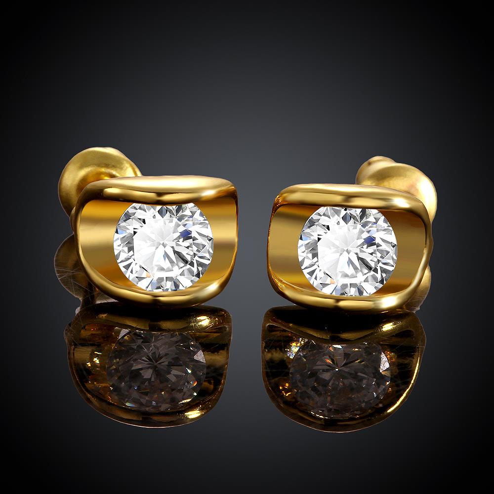 Wholesale Romantic Fashion Hot Sale 24K gold round Diamond Ear Earrings Jewelry Elegant Anniversary Gift For Women TGGPE144 3