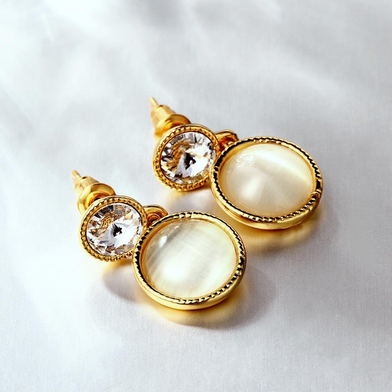 Wholesale New arrival Classic Round opal Dangle Earrings Women Fashion Simple Jewelry 24k Gold  wedding jewelry TGGPE161 0