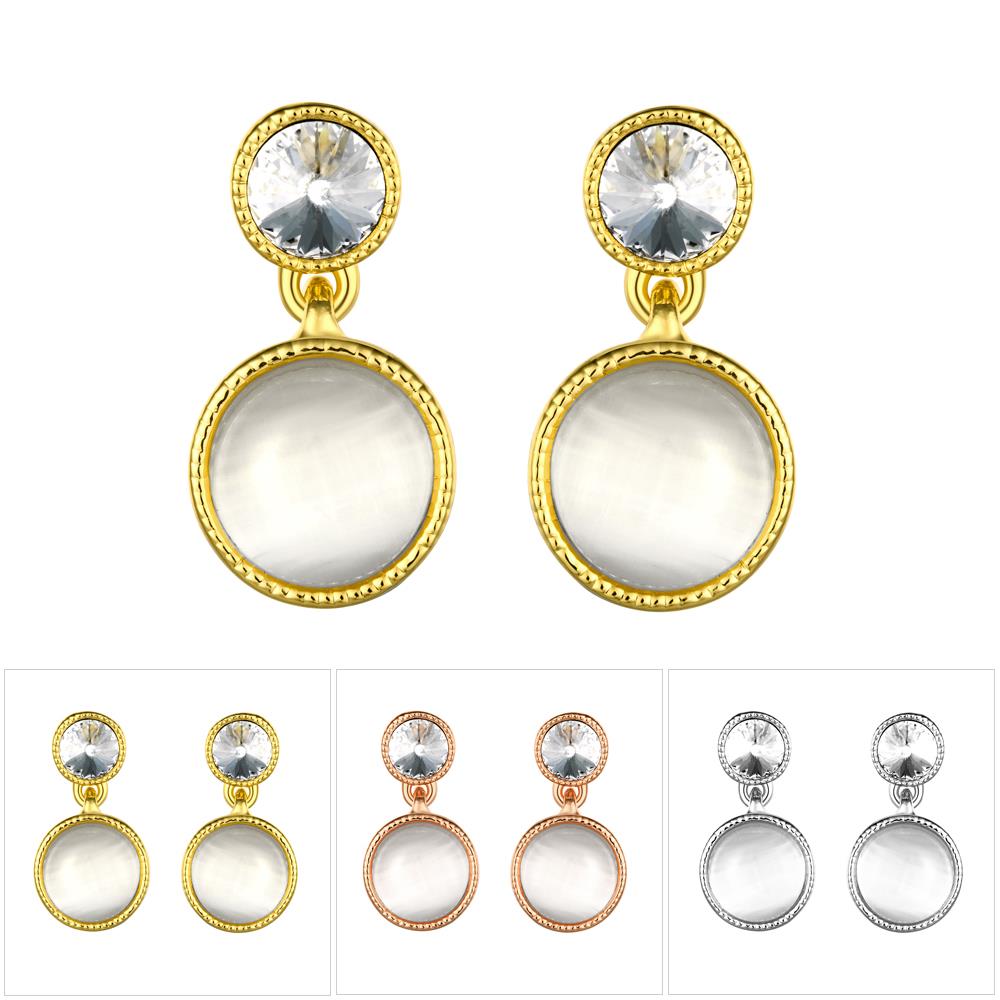 Wholesale New arrival Classic Round opal Dangle Earrings Women Fashion Simple Jewelry 24k Gold  wedding jewelry TGGPE161 1