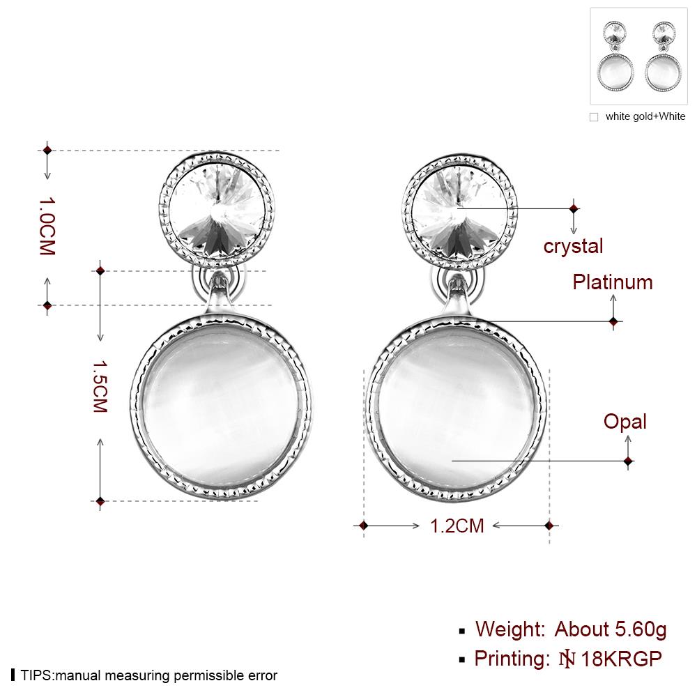 Wholesale New arrival Classic Round opal Dangle Earrings Women Fashion Simple Jewelry 24k Gold  wedding jewelry TGGPE161 5