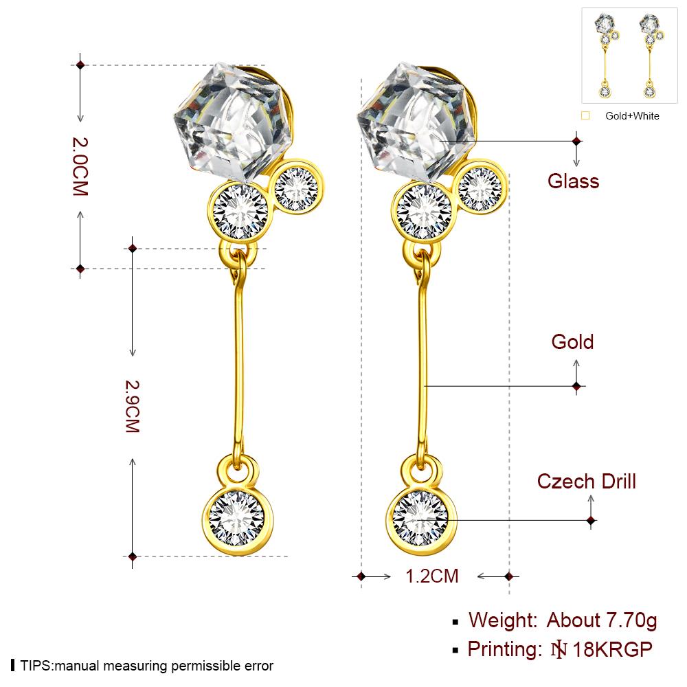 Wholesale New Korean Style Fine color 24K Gold Earring Women Fashion Jewelry Cubic Zirconia Hanging Earring Hot Sale jewelry from China TGGPE163 0