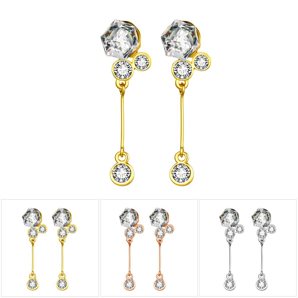 Wholesale New Korean Style Fine color 24K Gold Earring Women Fashion Jewelry Cubic Zirconia Hanging Earring Hot Sale jewelry from China TGGPE163 6