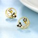 Wholesale Special cute Black enamel Stud Earrings for Women flower Cubic Zirconia 24K Gold Ear Studs Party Jewelry Girls Gifts TGGPE167 3 small