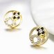Wholesale Special cute Black enamel Stud Earrings for Women flower Cubic Zirconia 24K Gold Ear Studs Party Jewelry Girls Gifts TGGPE173 2 small