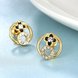 Wholesale Special cute Black enamel Stud Earrings for Women flower Cubic Zirconia 24K Gold Ear Studs Party Jewelry Girls Gifts TGGPE173 3 small