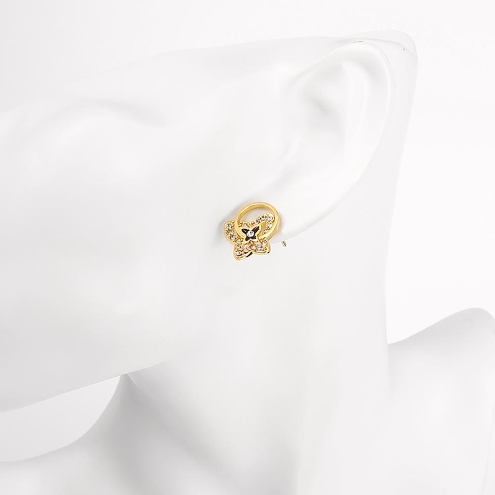 Wholesale Special cute Black enamel Stud Earrings for Women butterfly shape Cubic Zirconia 24K Gold Ear Studs Party Jewelry Girls Gifts TGGPE179 6