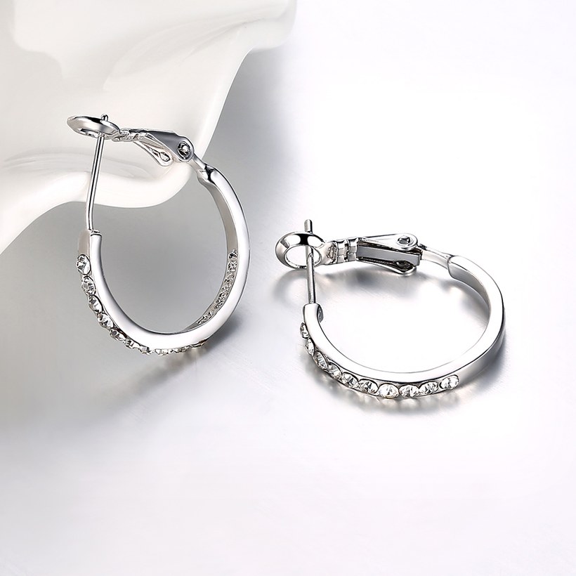 Wholesale Classic Platinum Round Rhinestone Stud Earring for women Delicate Fine Jewelry wholesale TGGPE196 4