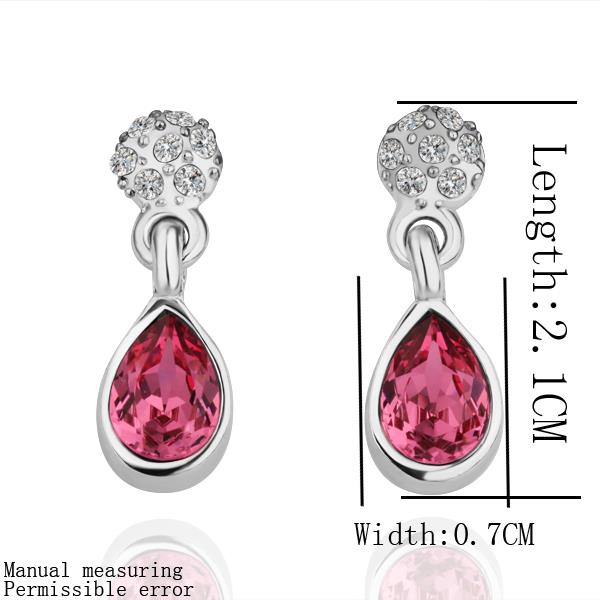 Wholesale Romantic Platinum New Austria Crystal Stud Earring Long Water Drop red zircon Dangle Earrings Women Fashion Jewelry TGGPE202 0