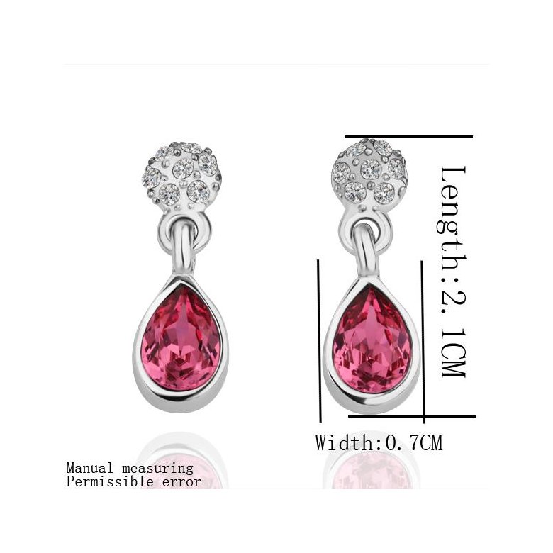 Wholesale Romantic Platinum New Austria Crystal Stud Earring Long Water Drop red zircon Dangle Earrings Women Fashion Jewelry TGGPE202 0