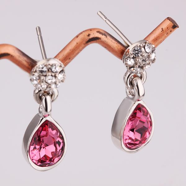 Wholesale Romantic Platinum New Austria Crystal Stud Earring Long Water Drop red zircon Dangle Earrings Women Fashion Jewelry TGGPE202 1