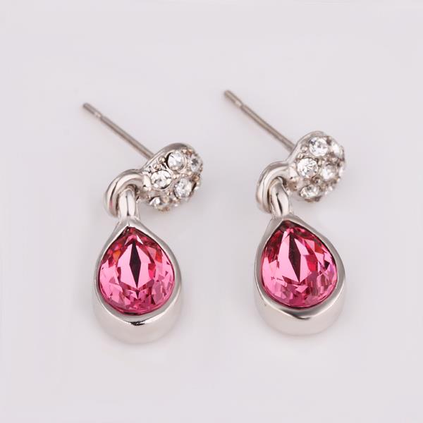 Wholesale Romantic Platinum New Austria Crystal Stud Earring Long Water Drop red zircon Dangle Earrings Women Fashion Jewelry TGGPE202 3