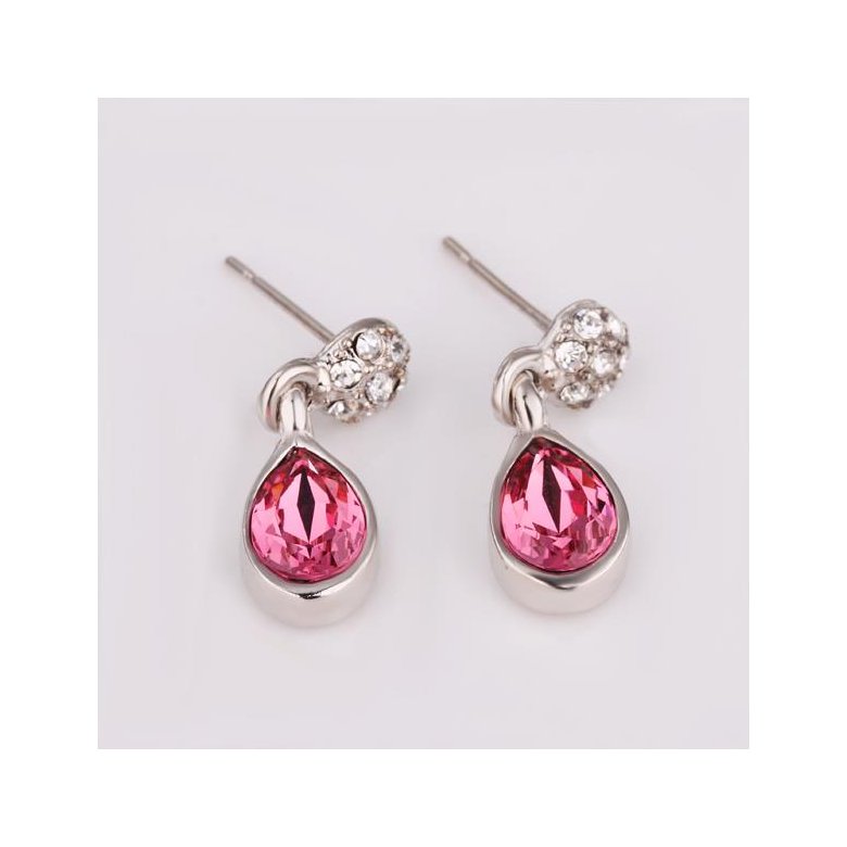 Wholesale Romantic Platinum New Austria Crystal Stud Earring Long Water Drop red zircon Dangle Earrings Women Fashion Jewelry TGGPE202 3