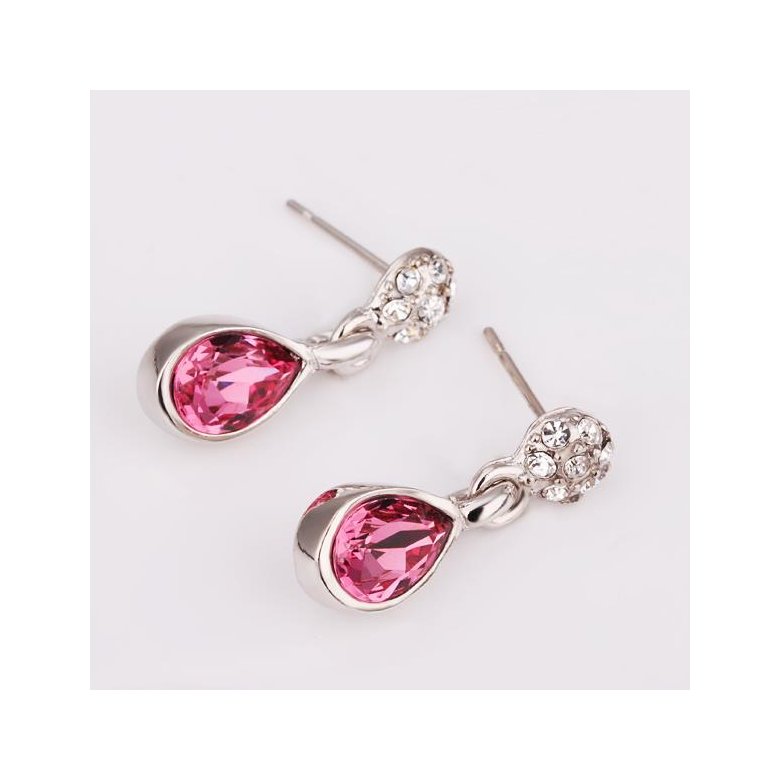 Wholesale Romantic Platinum New Austria Crystal Stud Earring Long Water Drop red zircon Dangle Earrings Women Fashion Jewelry TGGPE202 4