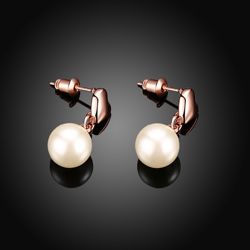 Wholesale Fashion earrings Popular rose gold heart earrings female temperament sweet pearl earrings for women jewelry TGGPE247 1