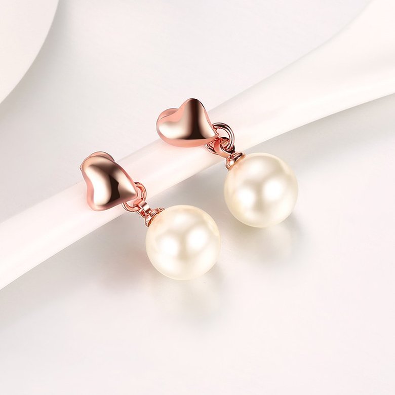 Wholesale Fashion earrings Popular rose gold heart earrings female temperament sweet pearl earrings for women jewelry TGGPE247 2