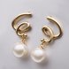 Wholesale jewelry from China 24K Gold Round Pearl Stud Earring For Women Girls Rotate Pendant Fashion Jewelry Gifts TGGPE260 1 small