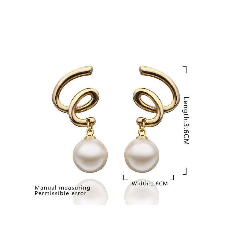 Wholesale jewelry from China 24K Gold Round Pearl Stud Earring For Women Girls Rotate Pendant Fashion Jewelry Gifts TGGPE260 2