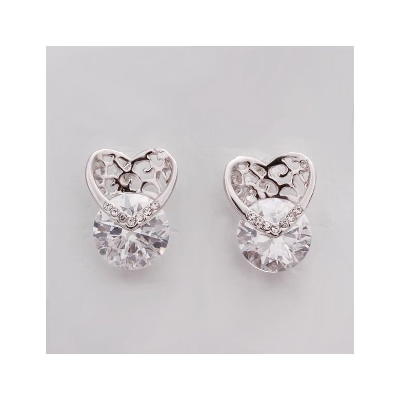 Wholesale Valentine Day Cute Love Heart Stud Earrings For Women White Zircon Crystal Wedding Ear Studs Jewelry TGGPE289 0