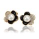 Wholesale Korea Style Flower Shape black Enamel Earrings gold color crystal earrings for Girls Party Cute Lovely jewelry TGGPE358 0 small