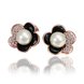 Wholesale Korea Style Flower Shape black Enamel Earrings gold color crystal earrings for Girls Party Cute Lovely jewelry TGGPE358 2 small