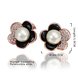 Wholesale Korea Style Flower Shape black Enamel Earrings gold color crystal earrings for Girls Party Cute Lovely jewelry TGGPE358 3 small
