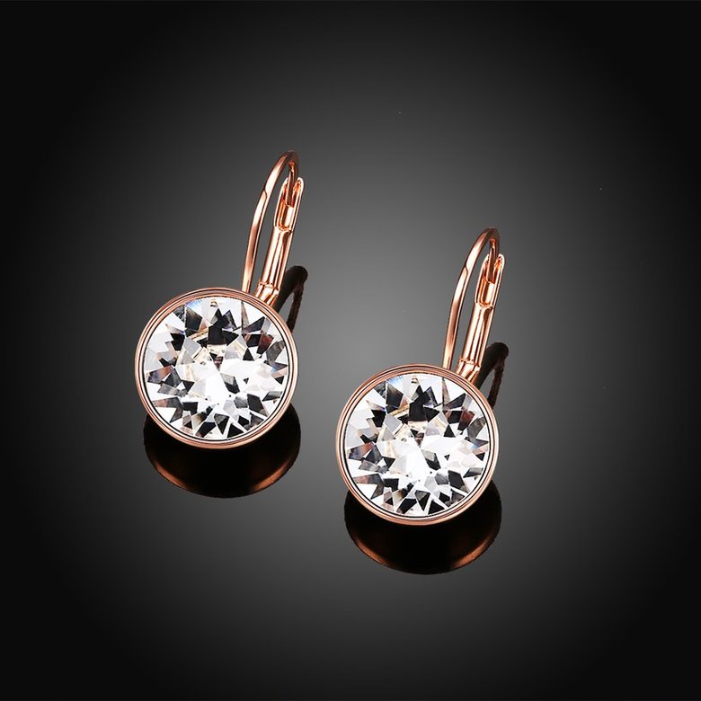 Wholesale Luxury Female white zircon Earrings Rose Gold Round Dangle Earrings For Women Hanging Water Drop Earrings fine wedding gift TGGPE028 1