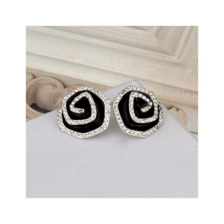 Wholesale Fashion Luxury classic black flowers Earring Jewelry Rhinestone Designer Camellia Earrings for Women Party TGGPE036 2