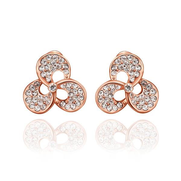 Wholesale Classic 24K Gold Geometric Rhinestone Stud Earrin Leaf Clover Earrings For women wedding jewelry TGGPE039 0