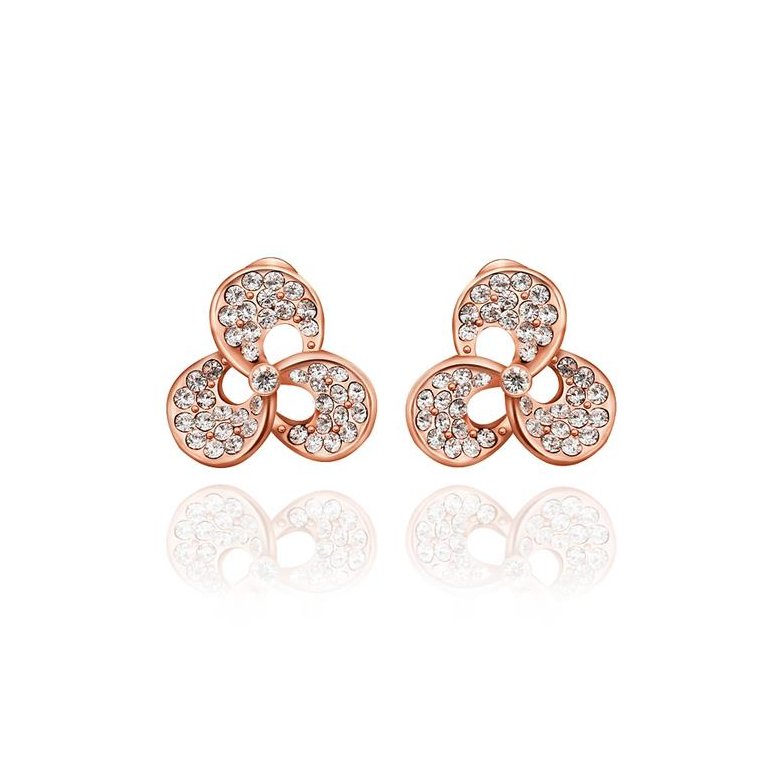 Wholesale Classic 24K Gold Geometric Rhinestone Stud Earrin Leaf Clover Earrings For women wedding jewelry TGGPE039 0