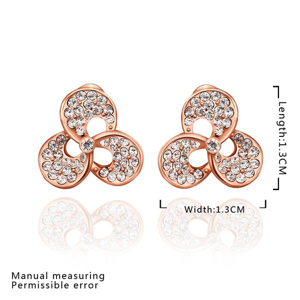 Wholesale Classic 24K Gold Geometric Rhinestone Stud Earrin Leaf Clover Earrings For women wedding jewelry TGGPE039 1