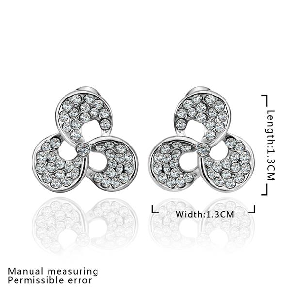 Wholesale Classic 24K Gold Geometric Rhinestone Stud Earrin Leaf Clover Earrings For women wedding jewelry TGGPE039 3