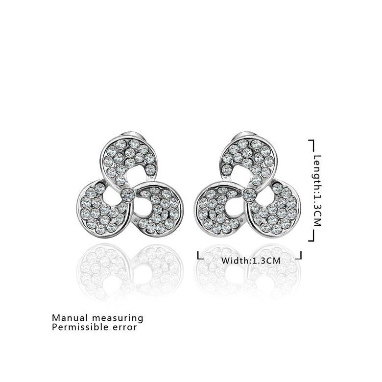 Wholesale Classic 24K Gold Geometric Rhinestone Stud Earrin Leaf Clover Earrings For women wedding jewelry TGGPE039 3