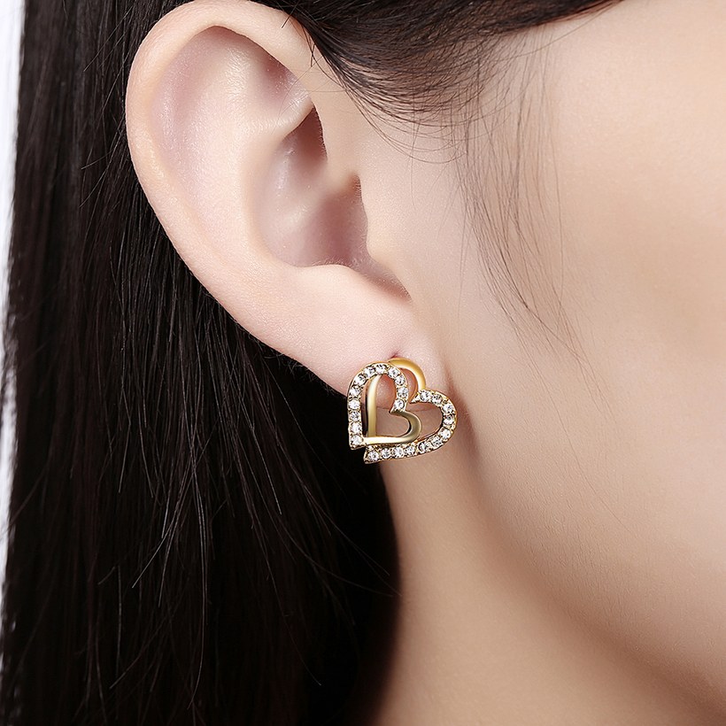 Wholesale New Heart Valentine's With Gift Stud Heart-shaped Girl Earring Zircon 