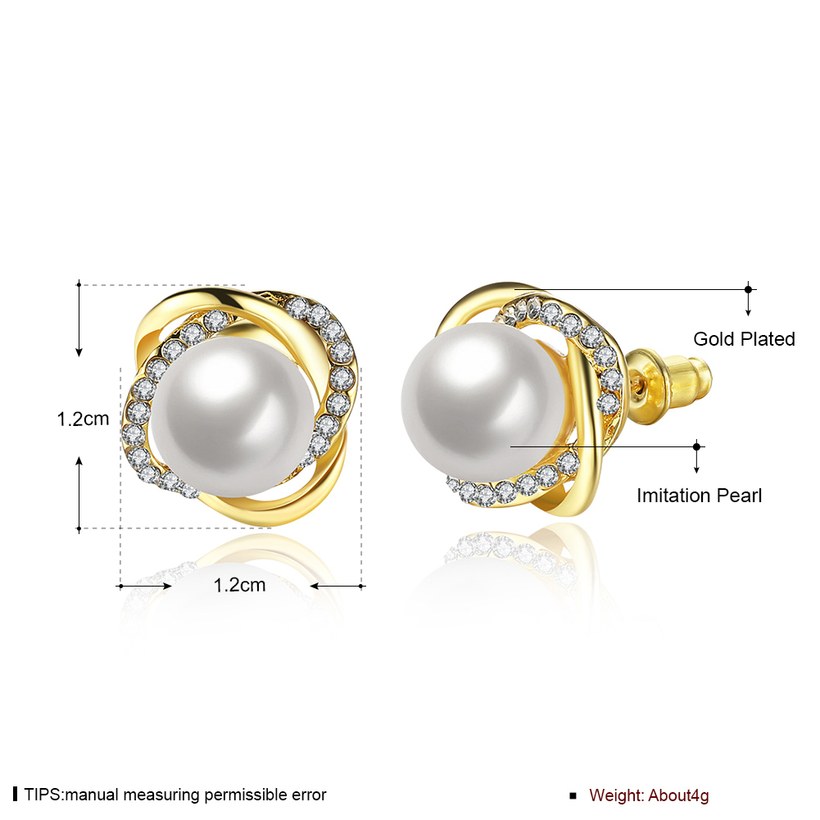 Wholesale jewelry from China Classic 24K Gold Stud Earring pearl petal earrings temperament female jewelry TGGPE050 1