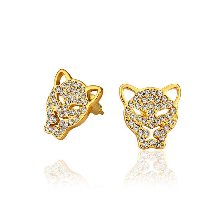 Wholesale Fashion Punk Rock tiger Head Women Earrings Exaggerated Personality Animal Gold Stud Earrings Charm Statement TGGPE051 0