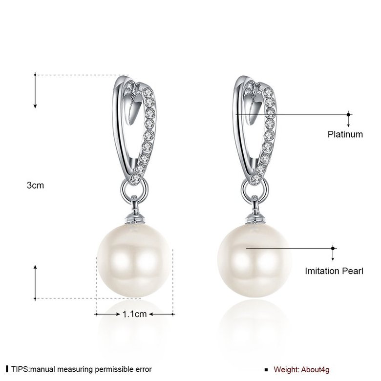 Wholesale Classic Trendy Platinum Ball Pearl Stud Earring for Women Jewelry  Zirconia Drop Earrings  Accessories Girl Gifts TGGPE060 0