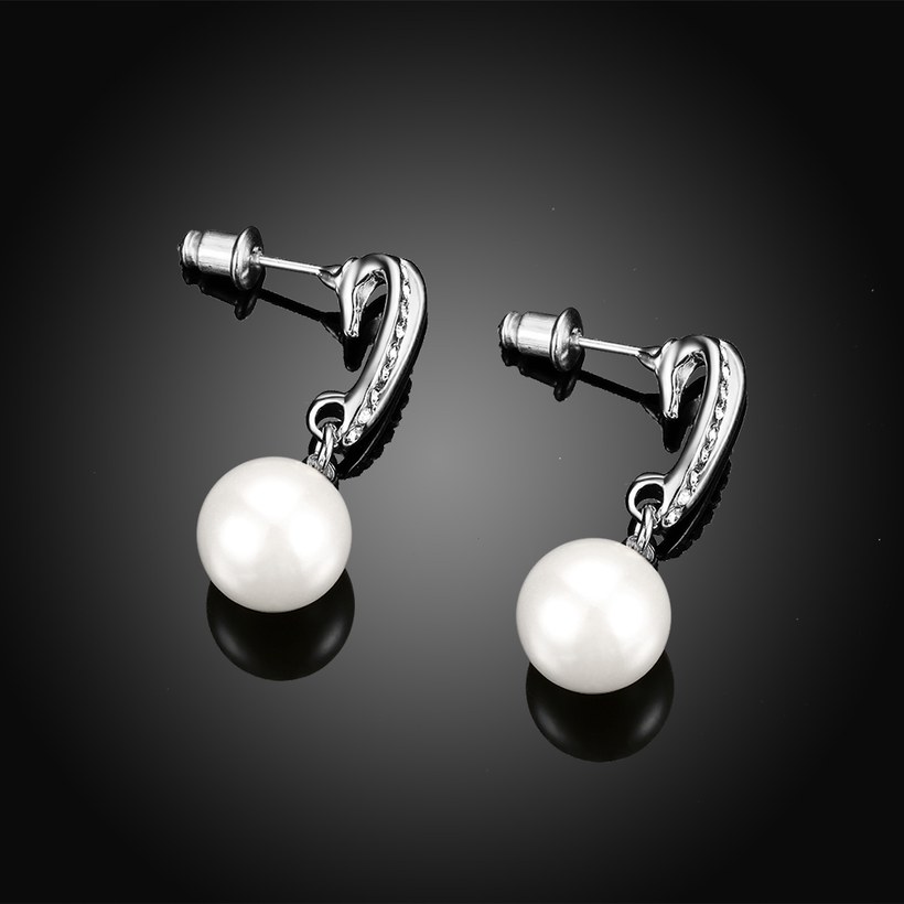 Wholesale Classic Trendy Platinum Ball Pearl Stud Earring for Women Jewelry  Zirconia Drop Earrings  Accessories Girl Gifts TGGPE060 4