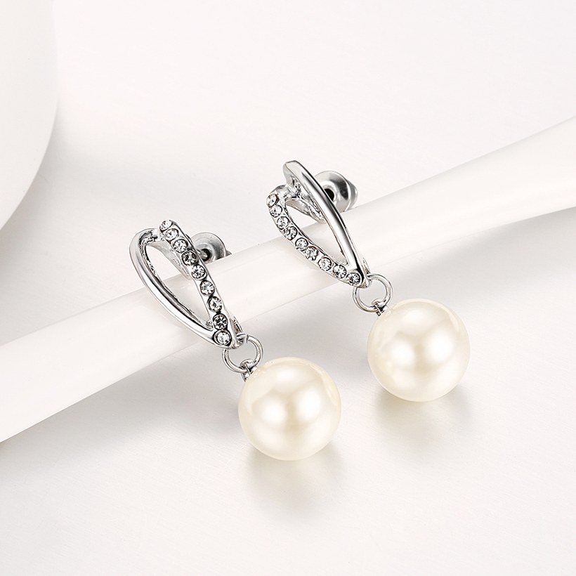 Wholesale Classic Trendy Platinum Ball Pearl Stud Earring for Women Jewelry  Zirconia Drop Earrings  Accessories Girl Gifts TGGPE060 5