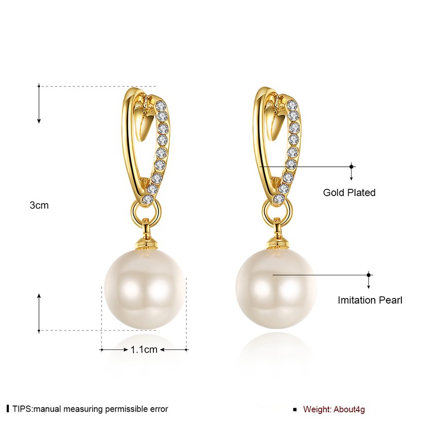 Wholesale Classic Trendy Platinum Ball Pearl Stud Earring for Women Jewelry  Zirconia Drop Earrings  Accessories Girl Gifts TGGPE060 6
