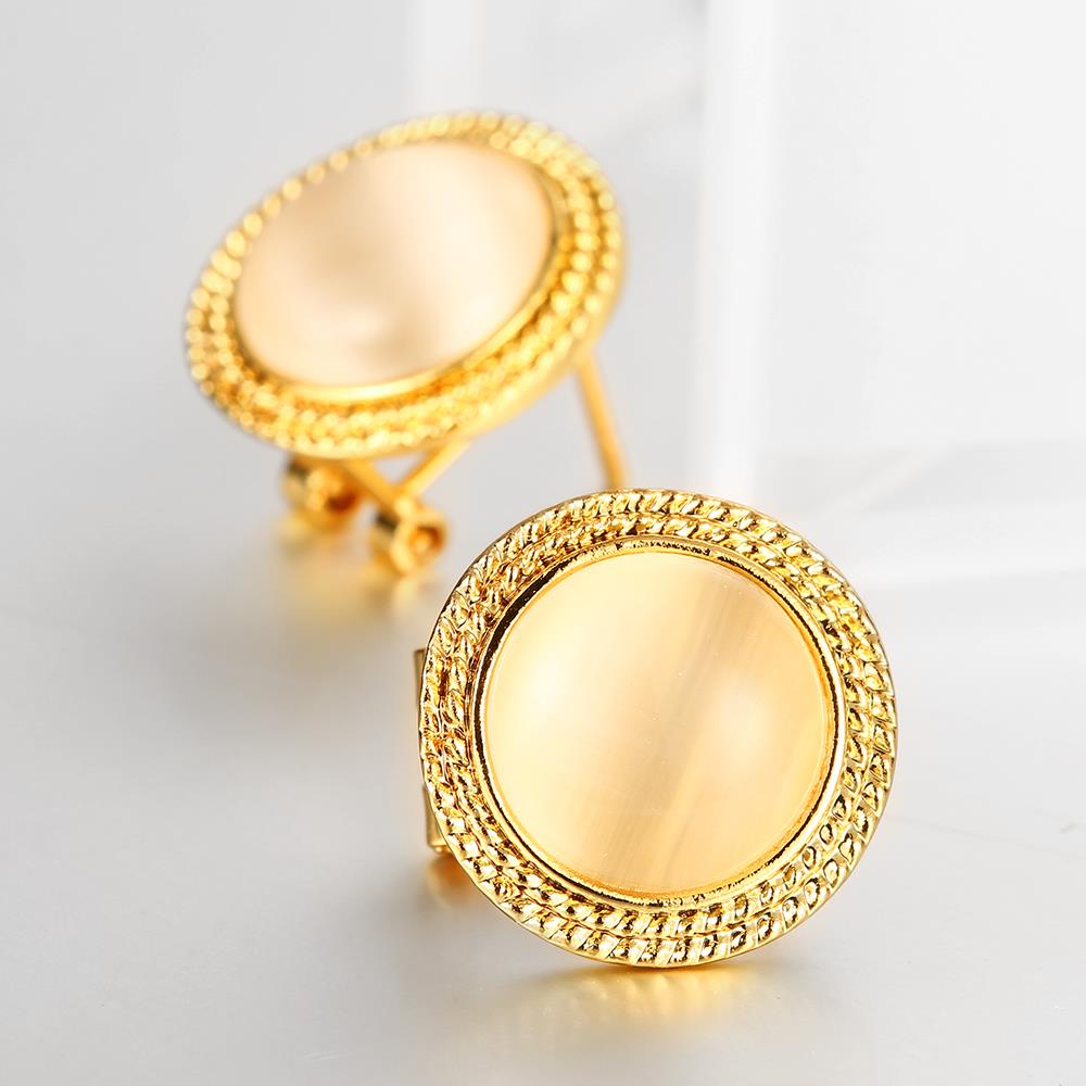 Wholesale Trendy 24K Gold Opal Oval Stone Stud Earring For Women Jewelry fine Gift TGGPE064 0