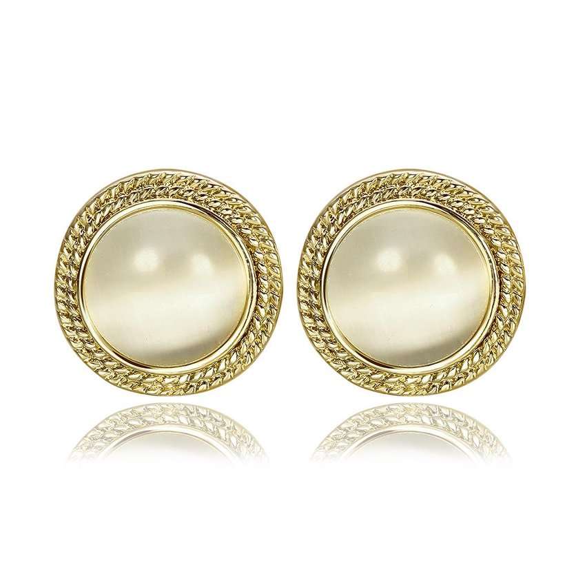 Wholesale Trendy 24K Gold Opal Oval Stone Stud Earring For Women Jewelry fine Gift TGGPE064 1