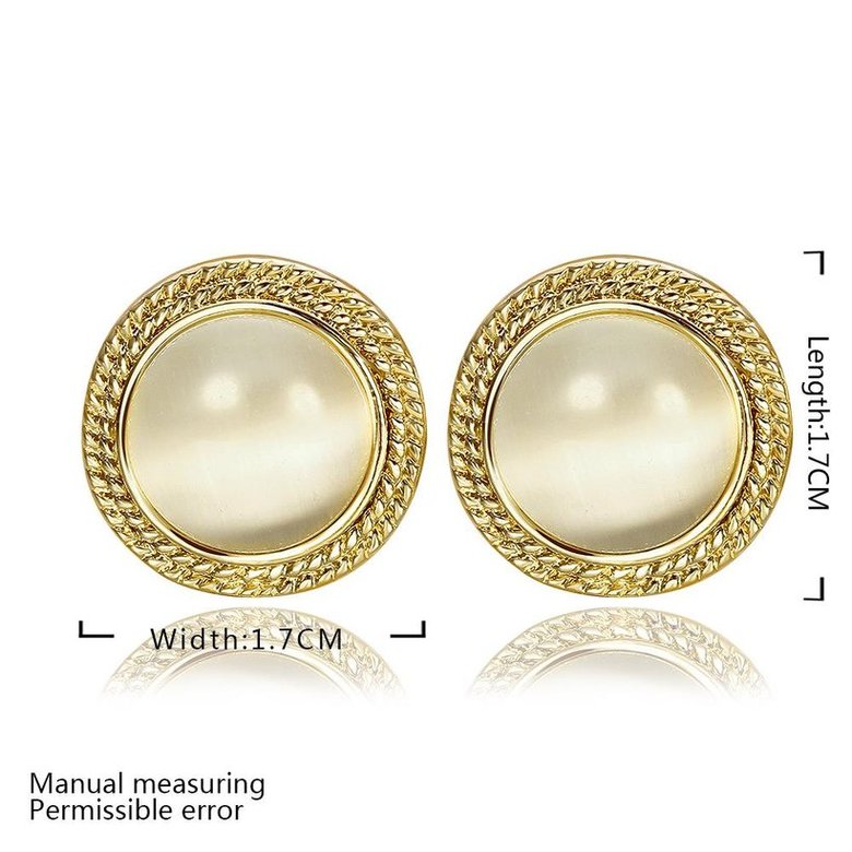 Wholesale Trendy 24K Gold Opal Oval Stone Stud Earring For Women Jewelry fine Gift TGGPE064 2