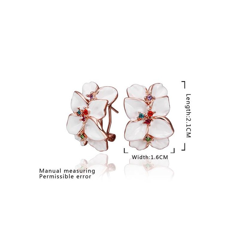 Wholesale Romantic Rose Gold Plated Enamel Rhinestone Stud Earring for Girls Party Cute Lovely jewelry TGGPE066 2