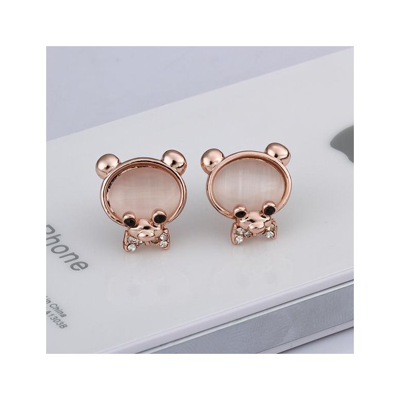 Wholesale Classic Rose Gold cobblestone Stud Earring Crystal Bear Love Stud Earrings for Woman Holiday Party Daily Exquisite Earring TGGPE075 1