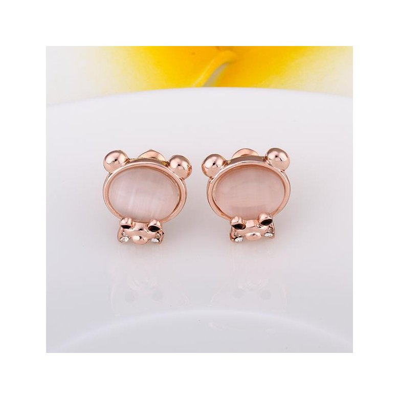 Wholesale Classic Rose Gold cobblestone Stud Earring Crystal Bear Love Stud Earrings for Woman Holiday Party Daily Exquisite Earring TGGPE075 2