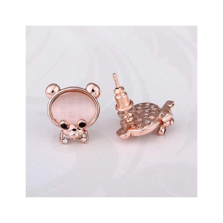 Wholesale Classic Rose Gold cobblestone Stud Earring Crystal Bear Love Stud Earrings for Woman Holiday Party Daily Exquisite Earring TGGPE075 3