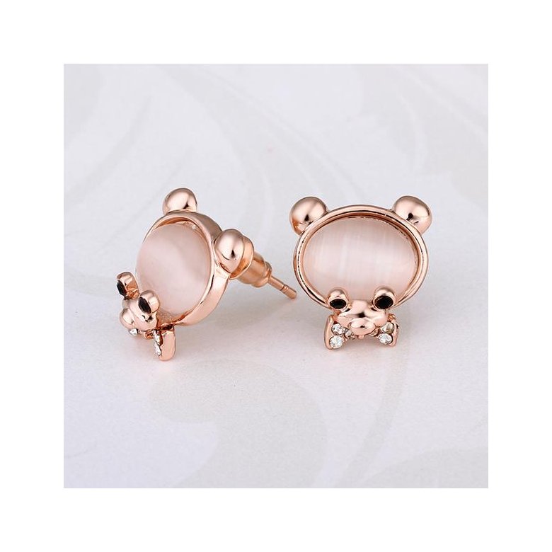 Wholesale Classic Rose Gold cobblestone Stud Earring Crystal Bear Love Stud Earrings for Woman Holiday Party Daily Exquisite Earring TGGPE075 4