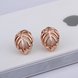 Wholesale Trendy Rose Gold Plated Fine Jewelry Stud Earrings Leaf shape Oval Gemstone Ear Studs jewelry  TGGPE003 1 small