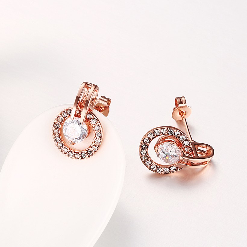 Wholesale Trendy Cubic Zirconia Gold Hoop Round Earrings Luxury Brand Pave High Quality Crystal Drop Earrings For Women Korean Jewelry TGGPE089 2